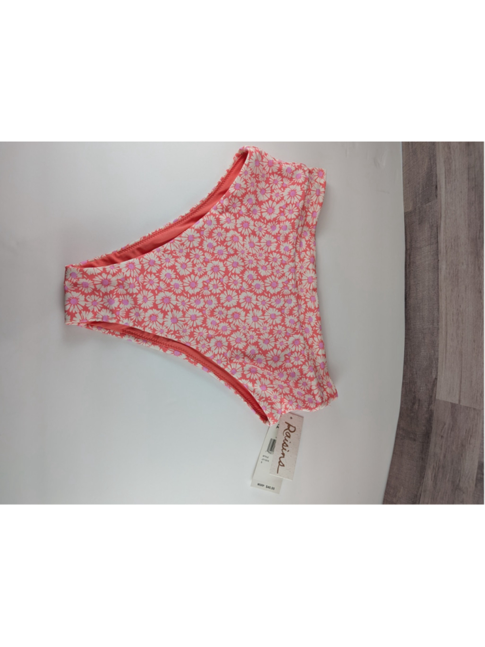 Raisins Coral & White Daisy Floral Bikini Bottoms S
